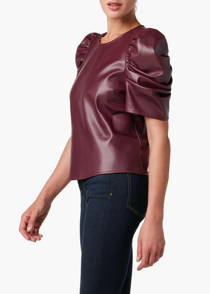 Joe's Jeans The Kira Vegan Leather Puff Sleeve Top