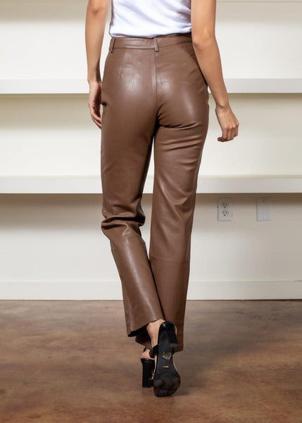 Garcia Chocolate Faux Leather Trousers