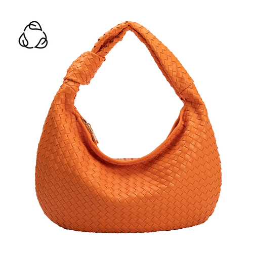 Brigitte Large Orange Recycled Vegan Shoulder Bag ***FINAL SALE***-Hand In Pocket