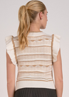 Elan Lucy S/S Sweater - White/ Tan-Hand In Pocket