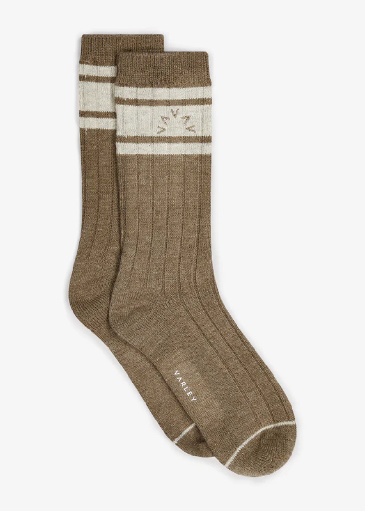 Varley Malissa Plush Ribbed Socks- Mink Taupe-Hand In Pocket