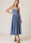 Line + Dot Raquel Midi Dress- Blue-Hand In Pocket