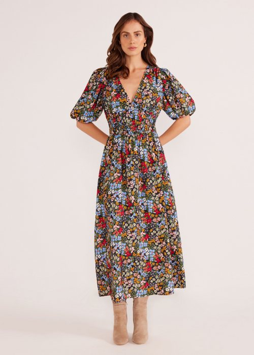 MINKPINK Josie Puff Sleeve Midi Dress-Hand In Pocket