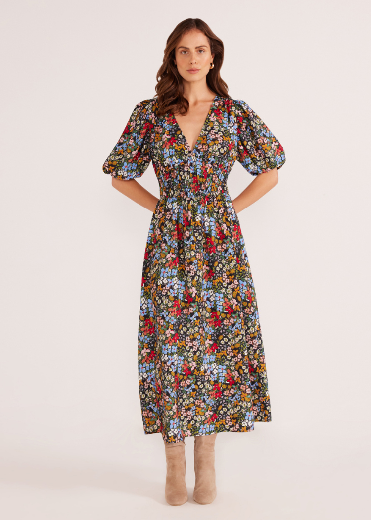 MINKPINK Josie Puff Sleeve Midi Dress ***FINAL SALE***-Hand In Pocket