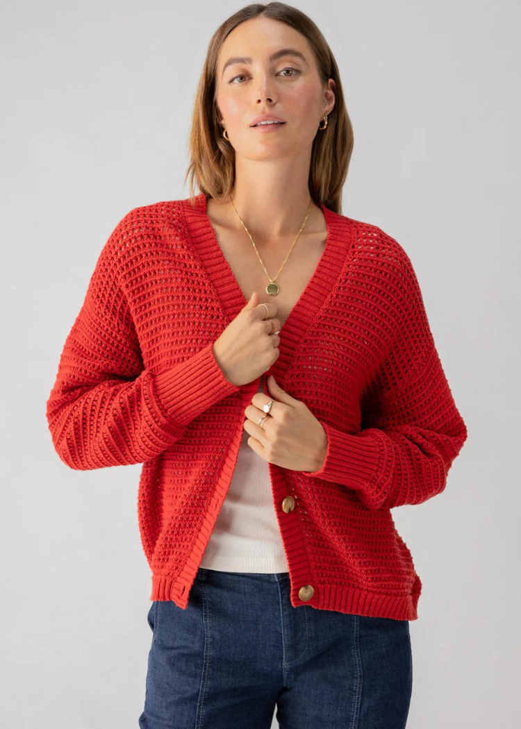 Sanctuary Falling For Fall Cardi- Cherry Red ***FINAL SALE***-Hand In Pocket