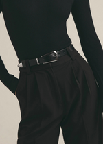 Favorite Daughter The Statement Belt- Black/Nickel-Hand In Pocket