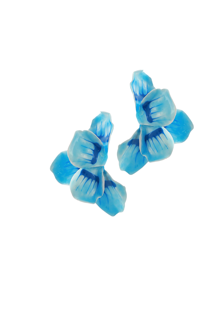 Blossom Danglers-Blue-Hand In Pocket