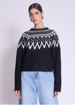 Berenice Alban Jacquard Round Neck Sweater-Hand In Pocket