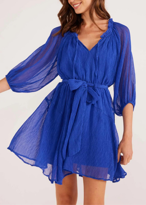 MINKPINK Lily Puff Sleeve Mini Dress- Sapphire ***FINAL SALE***-Hand In Pocket