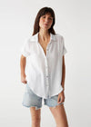 Michael Stars Bailey Gauze Button Down Shirt- White ***FINAL SALE***-Hand In Pocket