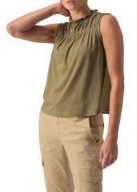 Sanctuary Sleeveless Shirred Top - Burnt Olive ***FINAL SALE***-Hand In Pocket