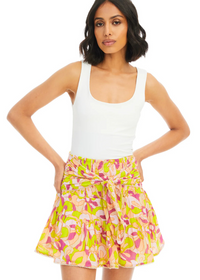 Allison Chase Mini Skirt- Tropical Flowers-Hand In Pocket