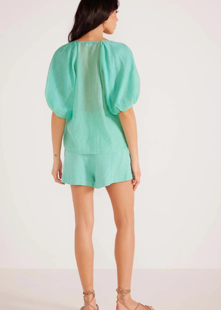 Mink Pink Lucie Puff Sleeve Blouse - Mint ***FINAL SALE***-Hand In Pocket