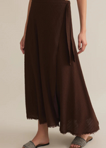 Z Supply Salerno Wrap Midi Skirt- Lava Rock-Hand In Pocket