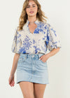 THML Eliana Puff Sleve Floral Top ***FINAL SALE***-Hand In Pocket