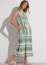 Elan Stacy Embroidered Maxi Dress- White Green-Hand In Pocket