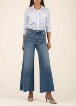 KUT Ryan High Fab Ab Super Wide Leg Denim- Adaptability-Hand In Pocket