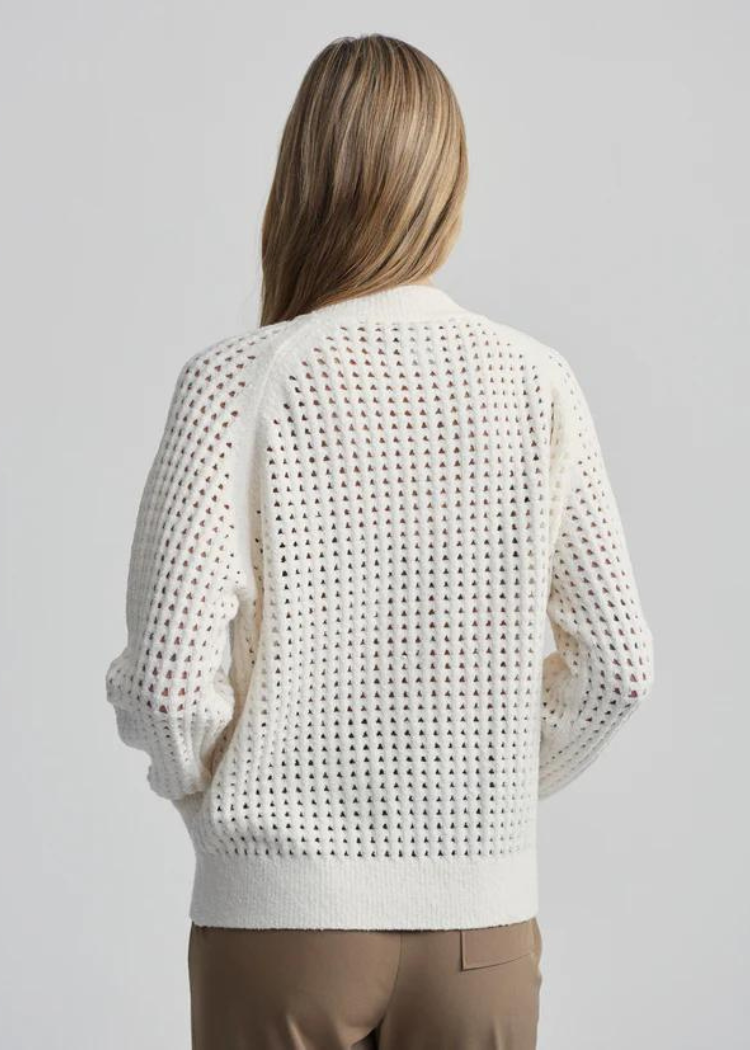 Varley Marta Boucle Knit Jacket- Coconut Milk-Hand In Pocket