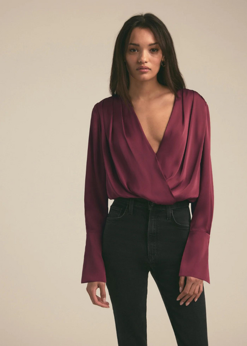 Favorite Daughter The Date Blouse- Sangria Nights-Hand In Pocket