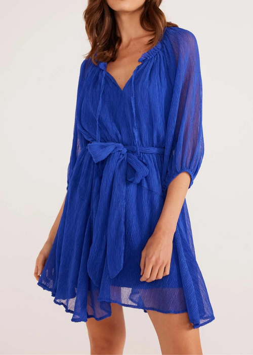 MINKPINK Lily Puff Sleeve Mini Dress- Sapphire ***FINAL SALE***-Hand In Pocket