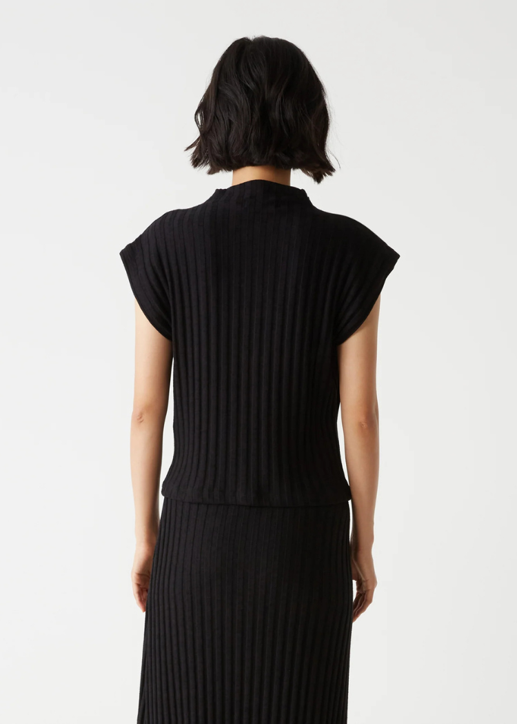 Nara Mock Neck Top- Black-Hand In Pocket