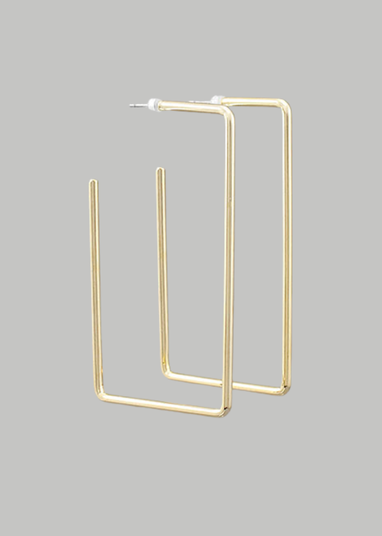 Nora Rectangle Hoops-Hand In Pocket