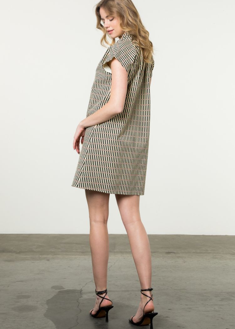 THML Berlin Button Up Stripe Dress-Hand In Pocket