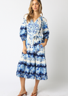 Skylar Floral Dress- White/ Blue-Hand In Pocket