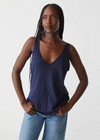 Michael Stars Scarlett Double V Tank - Nocturnal-Hand In Pocket