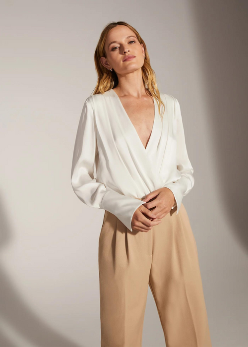 Favorite Daughter The Date Blouse- Ivory-Hand In Pocket