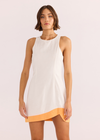 MINKPINK Alora Wave Mini Dress- White/ Orange-Hand In Pocket