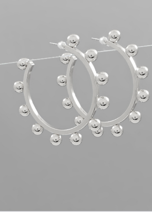 Belin Metal Ball Hoops-Silver-Hand In Pocket