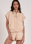 Elan Kara Utility Jacket- Sand-Hand In Pocket