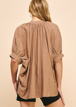 Bondi Blouse-Mocha-Hand In Pocket