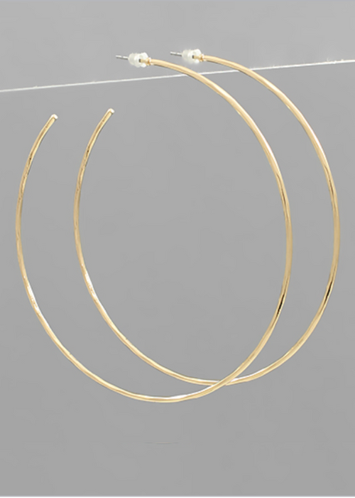 Nessa Hammered wire hoops-Hand In Pocket