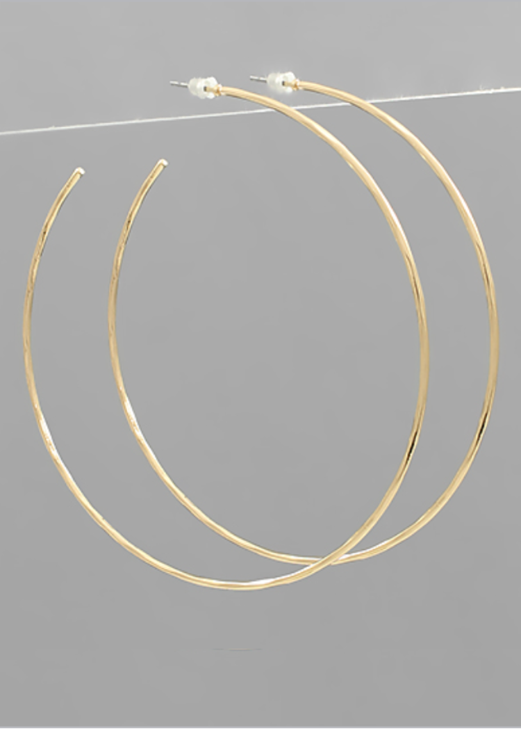 Nessa Hammered wire hoops-Hand In Pocket