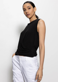 Sanctuary Draped Tank- Black-Hand In Pocket