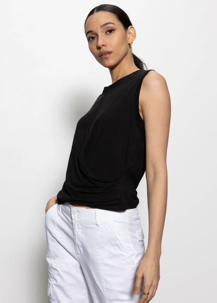 Sanctuary Draped Tank- Black-Hand In Pocket