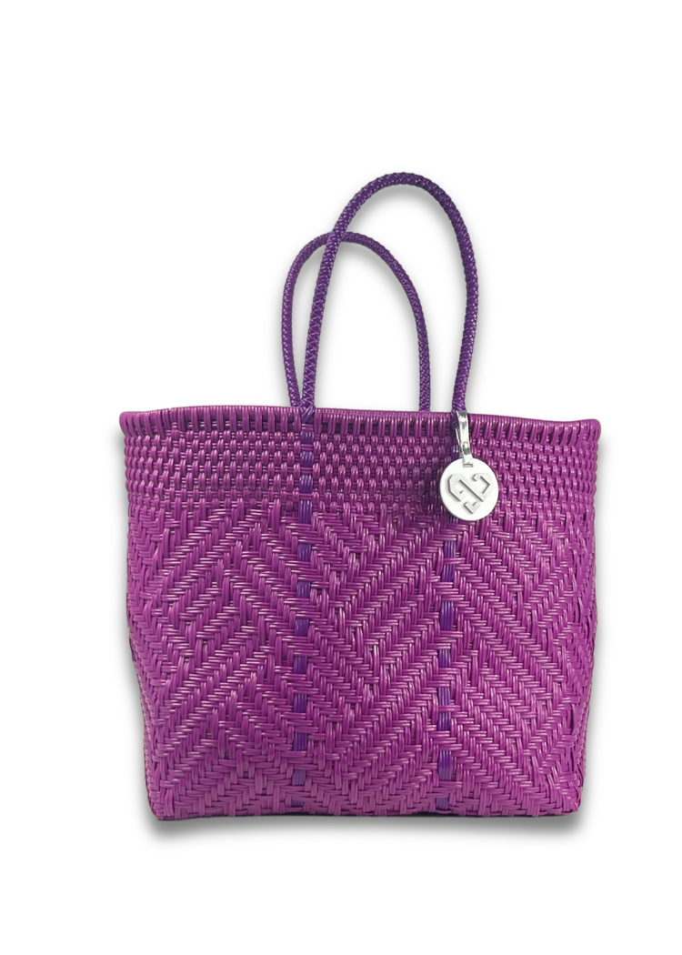 Maria Victoria Glimmer Purple Tote-Large-Hand In Pocket