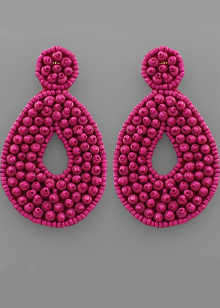 Myla Beaded Teardrops-Fuschia-Hand In Pocket