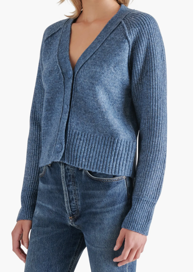 Steve Madden Beckie Cardigan- Blue Dusk-Hand In Pocket