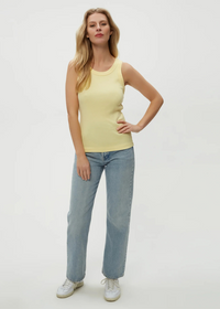 Michael Stars Paloma Wide Binding Tank- Lemonade-Hand In Pocket