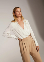 Favorite Daughter The Date Blouse- Ivory-Hand In Pocket