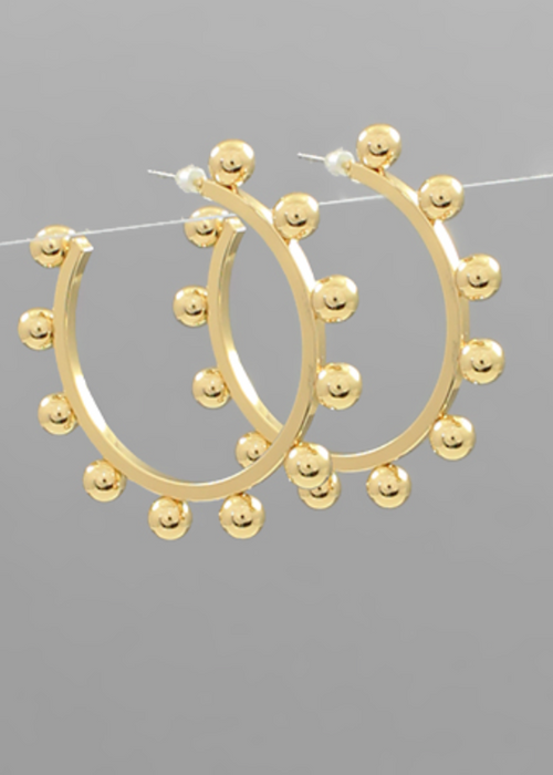 Belin Metal Ball Hoops-Gold-Hand In Pocket