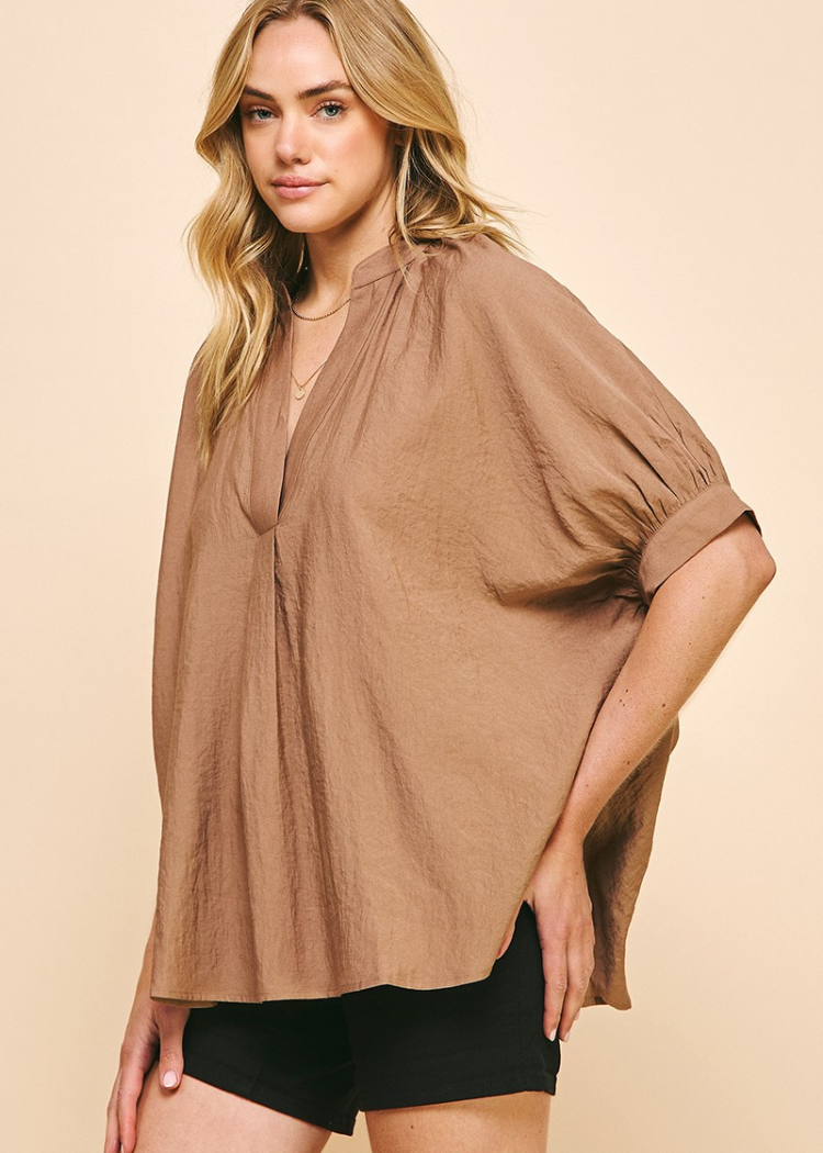 Bondi Blouse-Mocha-Hand In Pocket