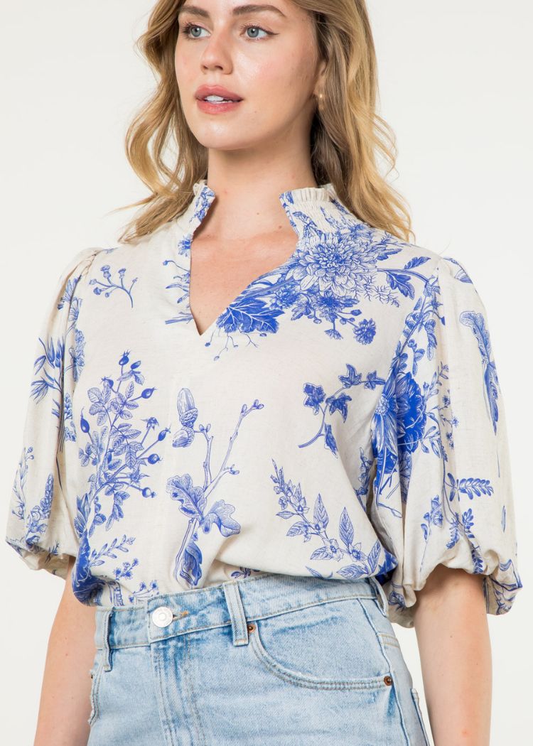 THML Eliana Puff Sleve Floral Top ***FINAL SALE***-Hand In Pocket