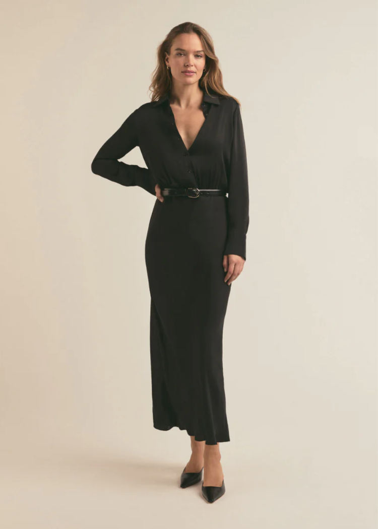 Favorite Daughter Take Me Seriously Long Dress- Black-Hand In Pocket