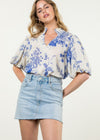 THML Eliana Puff Sleve Floral Top ***FINAL SALE***-Hand In Pocket