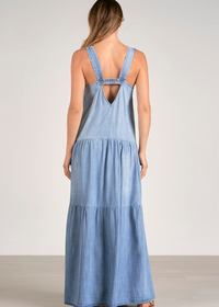 Elan Chambray Maxi Dress - Light Blue Wash-Hand In Pocket