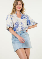 THML Eliana Puff Sleve Floral Top ***FINAL SALE***-Hand In Pocket